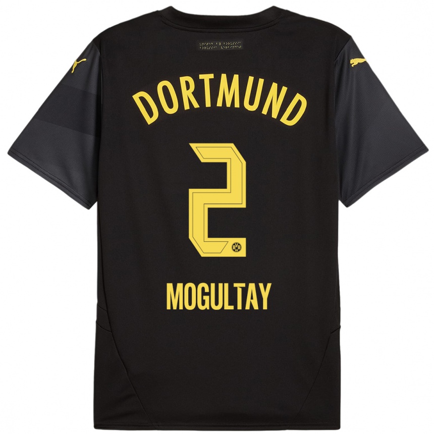 Enfant Football Maillot Baran Mogultay #2 Noir Jaune Tenues Extérieur 2024/25