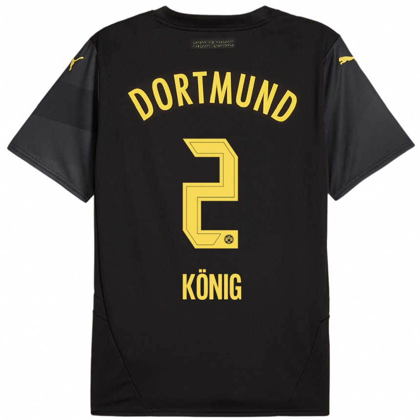 Enfant Football Maillot Niklas König #2 Noir Jaune Tenues Extérieur 2024/25