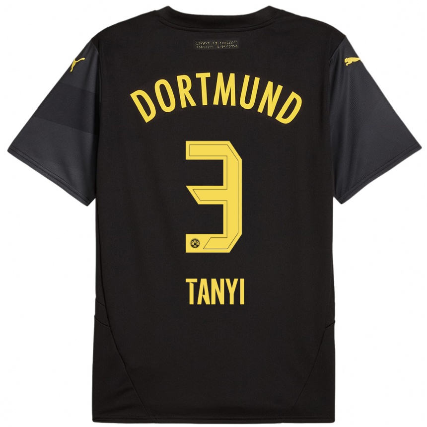 Enfant Football Maillot Paul Tanyi #3 Noir Jaune Tenues Extérieur 2024/25