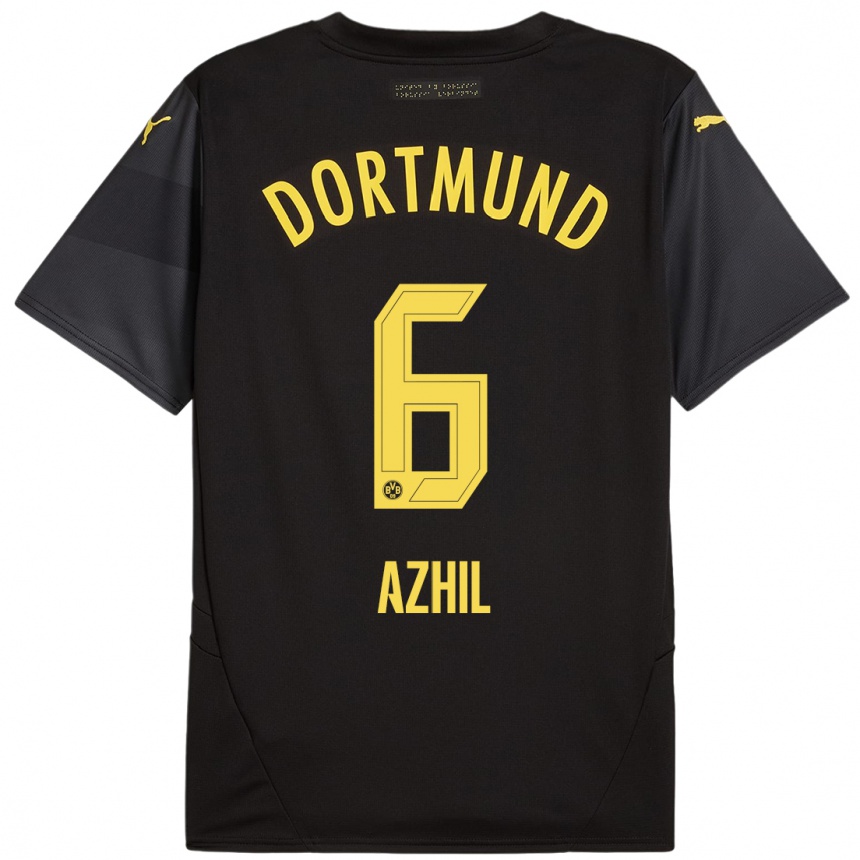 Enfant Football Maillot Ayman Azhil #6 Noir Jaune Tenues Extérieur 2024/25