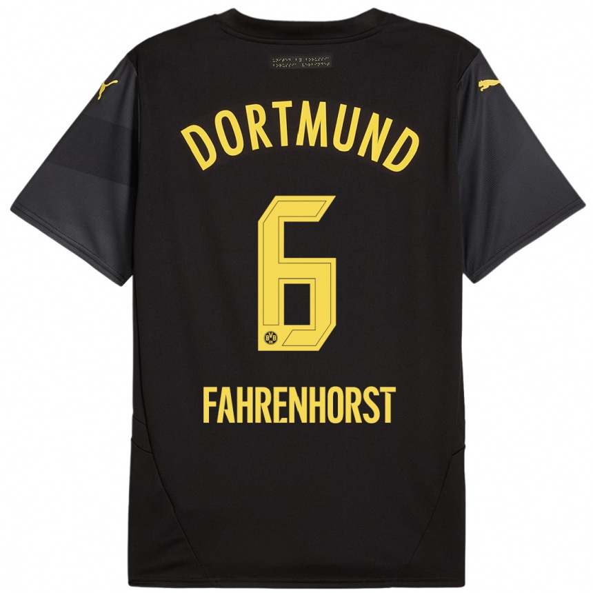 Enfant Football Maillot Luke Fahrenhorst #6 Noir Jaune Tenues Extérieur 2024/25