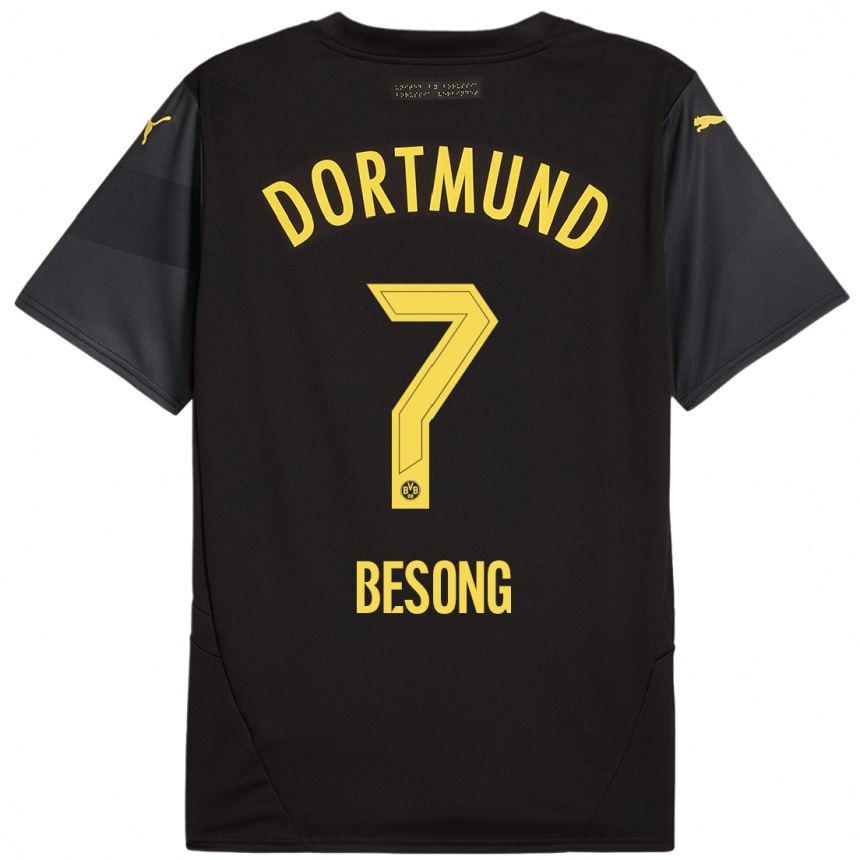 Enfant Football Maillot Paul-Philipp Besong #7 Noir Jaune Tenues Extérieur 2024/25