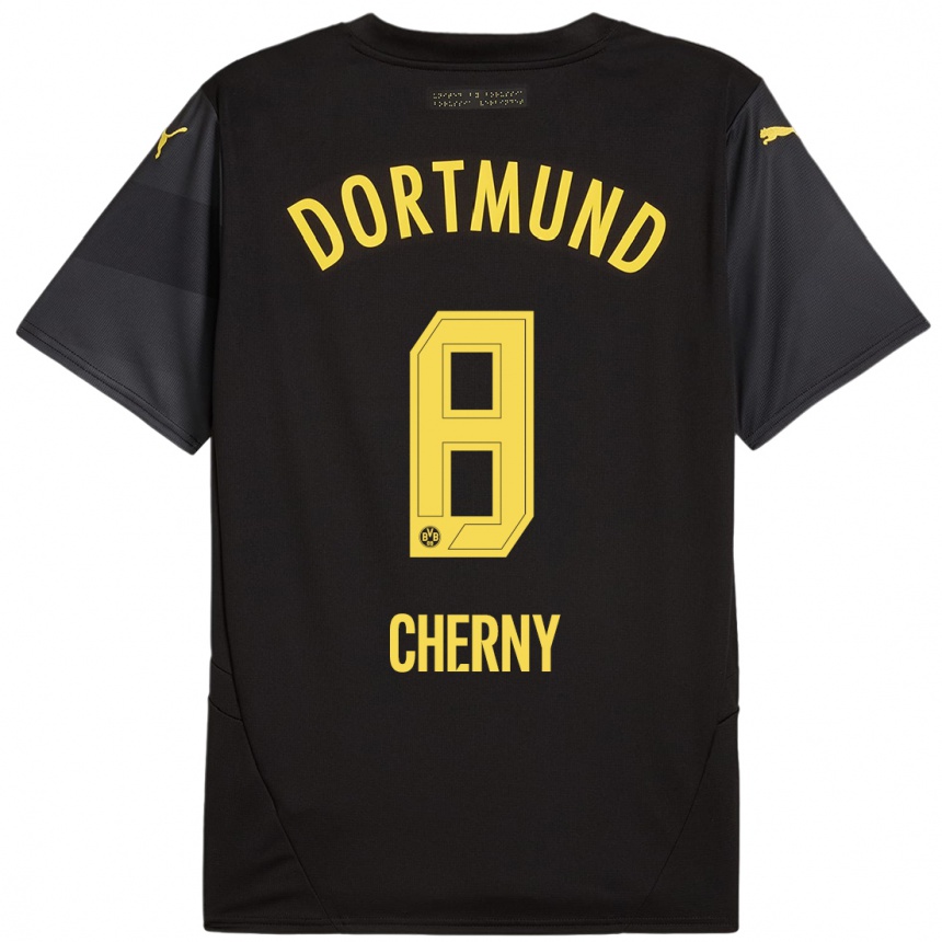 Enfant Football Maillot Nick Cherny #8 Noir Jaune Tenues Extérieur 2024/25