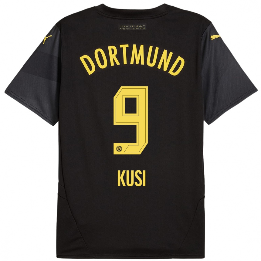 Enfant Football Maillot Jemain Kusi #9 Noir Jaune Tenues Extérieur 2024/25