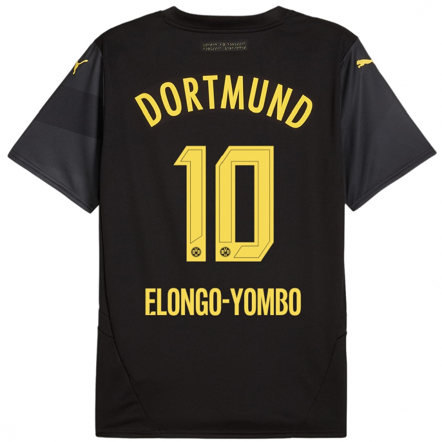 Enfant Football Maillot Rodney Elongo-Yombo #10 Noir Jaune Tenues Extérieur 2024/25