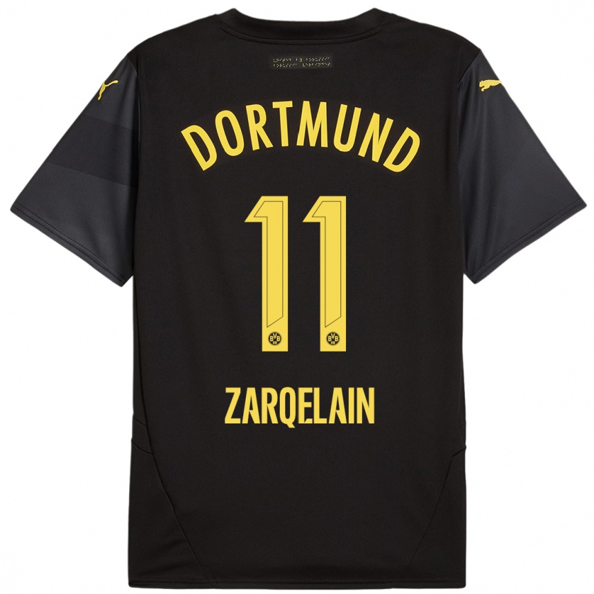 Enfant Football Maillot Fadi Zarqelain #11 Noir Jaune Tenues Extérieur 2024/25