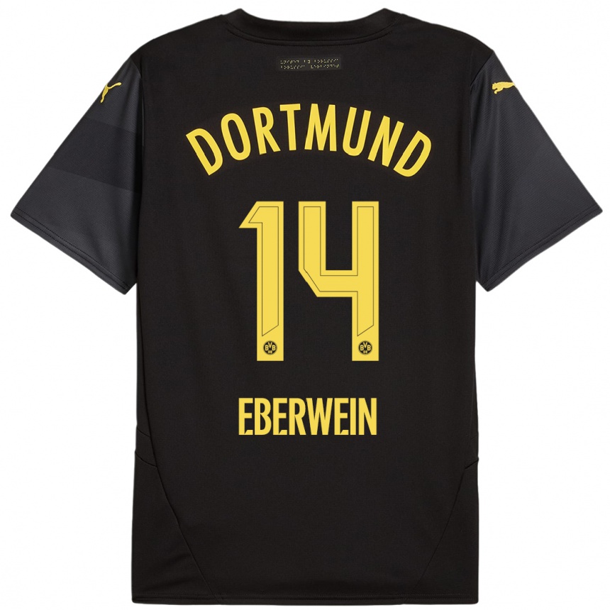 Enfant Football Maillot Michael Eberwein #14 Noir Jaune Tenues Extérieur 2024/25