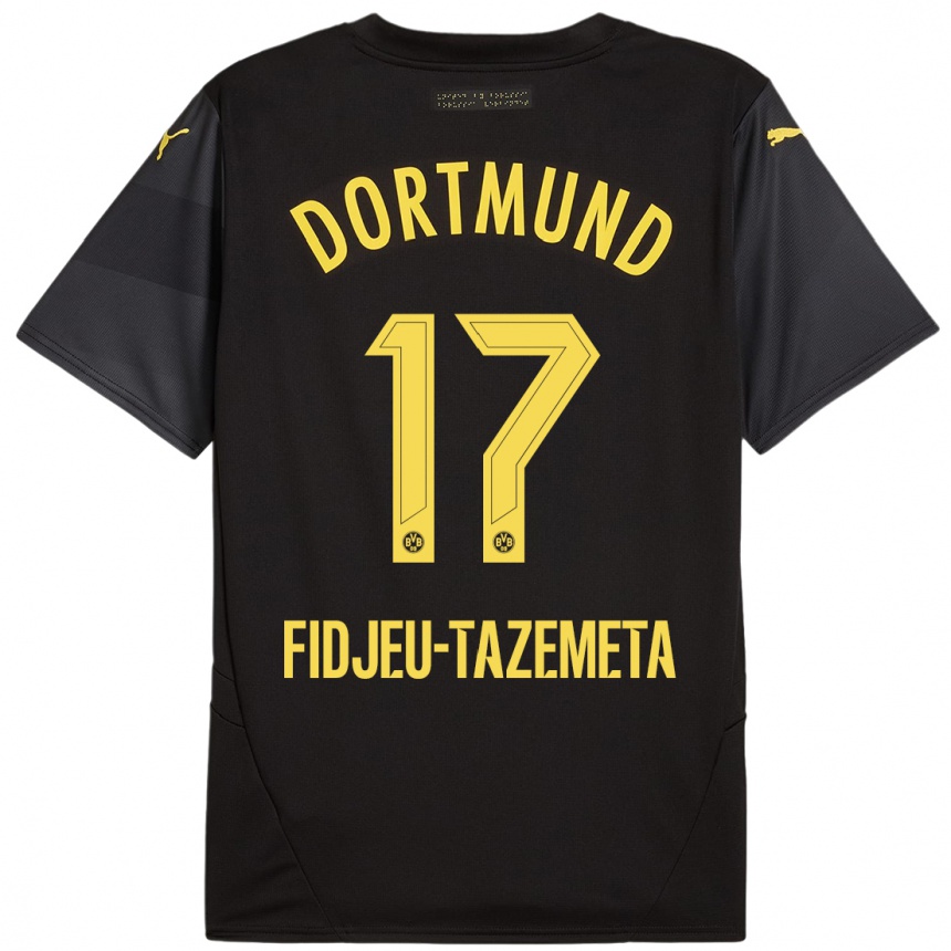 Enfant Football Maillot Thierry Fidjeu-Tazemeta #17 Noir Jaune Tenues Extérieur 2024/25