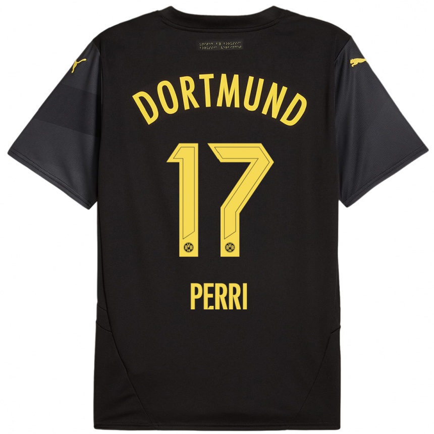 Enfant Football Maillot Luca Perri #17 Noir Jaune Tenues Extérieur 2024/25