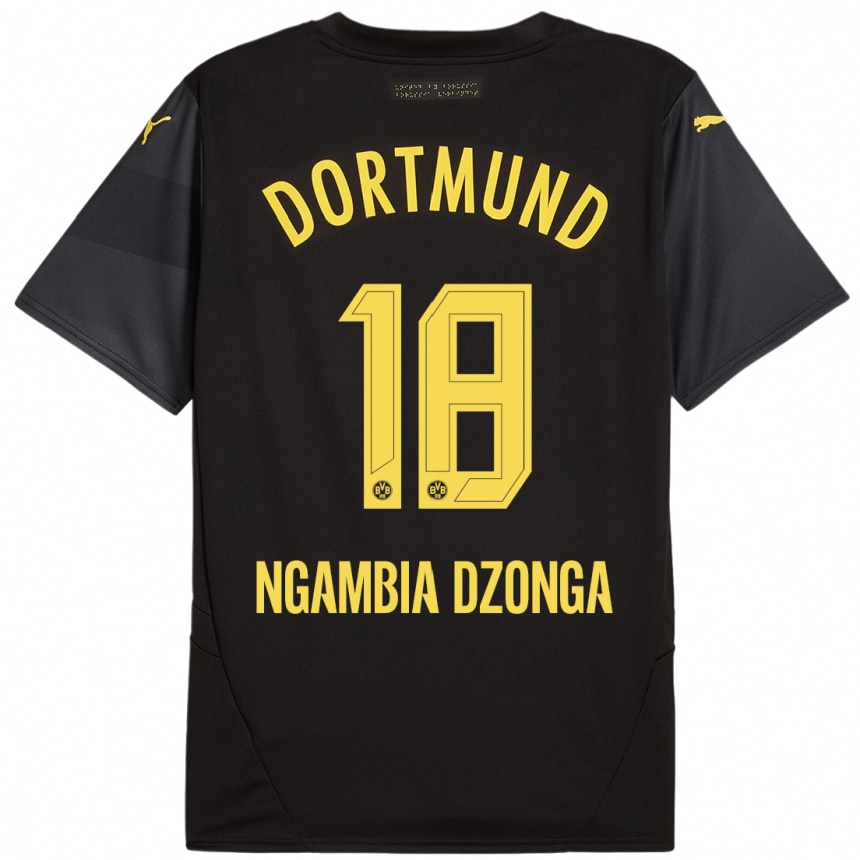 Enfant Football Maillot Diego Ngambia Dzonga #18 Noir Jaune Tenues Extérieur 2024/25