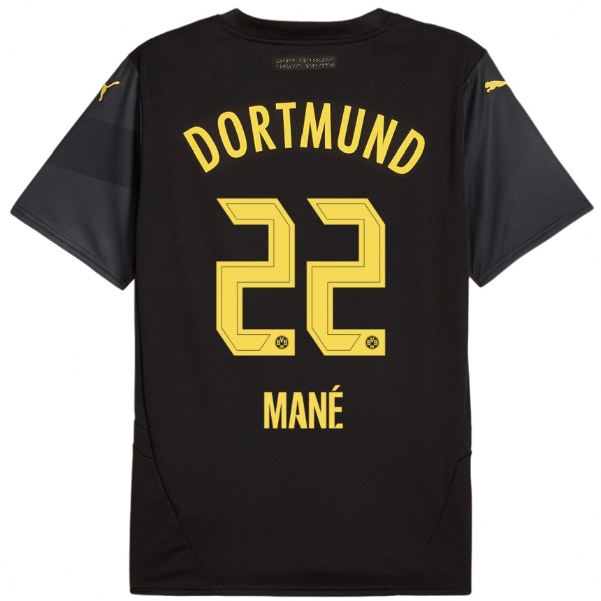 Enfant Football Maillot Filippo Mané #22 Noir Jaune Tenues Extérieur 2024/25