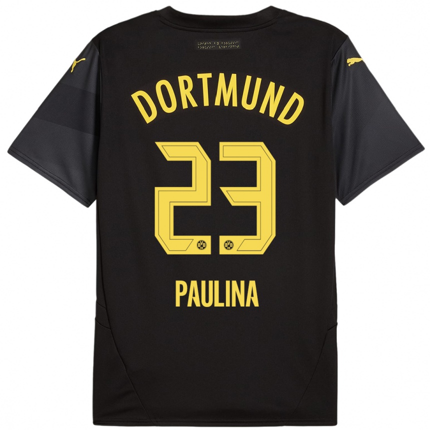 Enfant Football Maillot Jordi Paulina #23 Noir Jaune Tenues Extérieur 2024/25