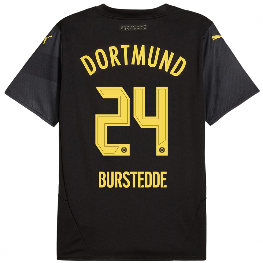 Enfant Football Maillot Joshua Burstedde #24 Noir Jaune Tenues Extérieur 2024/25