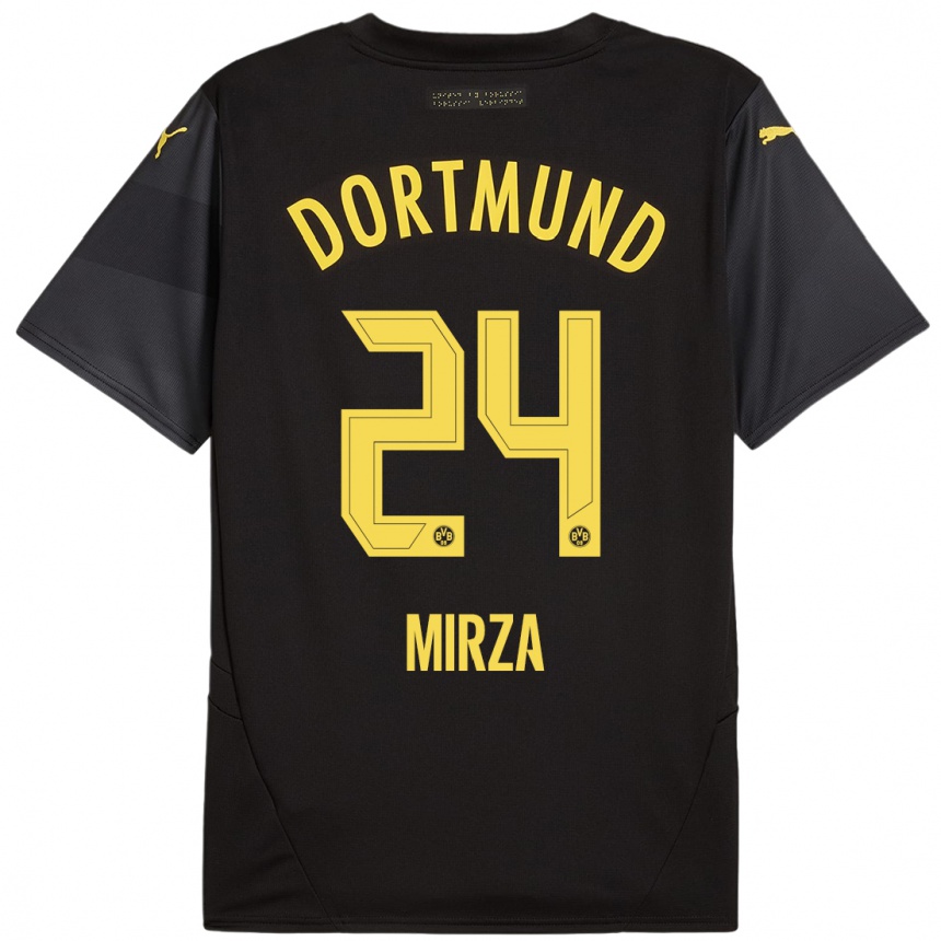 Enfant Football Maillot Marwan-Omir Mirza #24 Noir Jaune Tenues Extérieur 2024/25