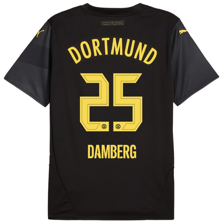 Enfant Football Maillot Niclas Damberg #25 Noir Jaune Tenues Extérieur 2024/25