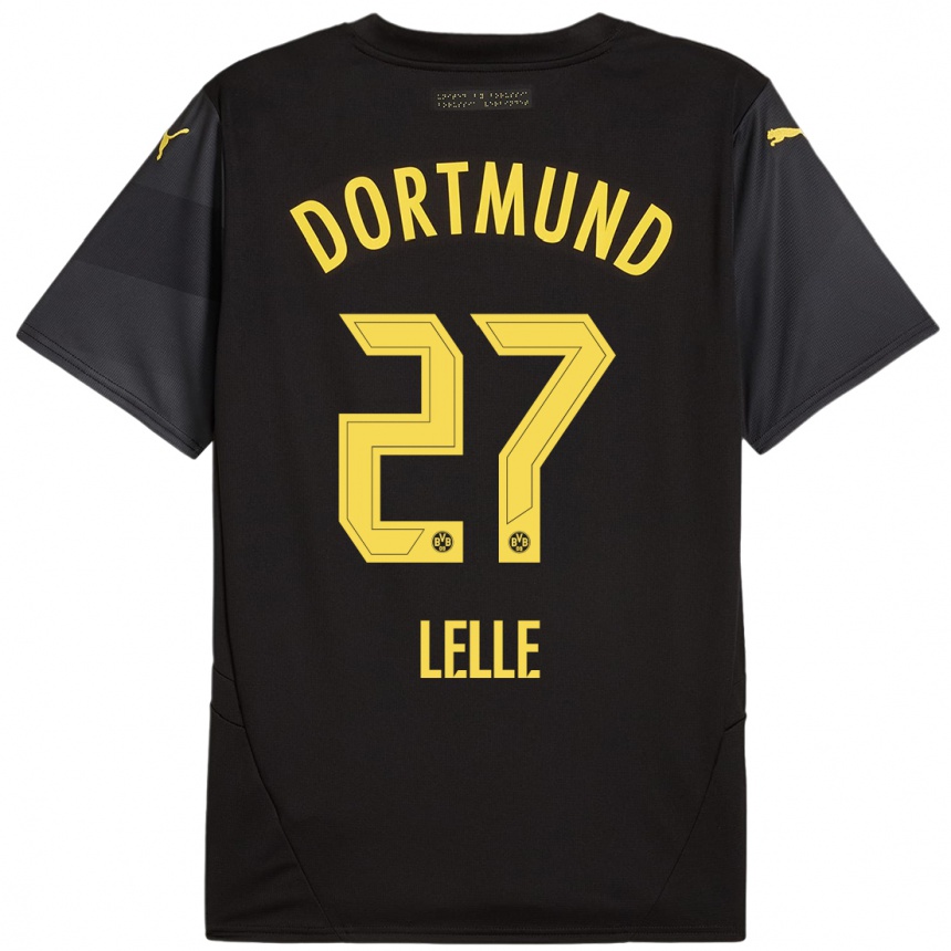 Enfant Football Maillot David Lelle #27 Noir Jaune Tenues Extérieur 2024/25