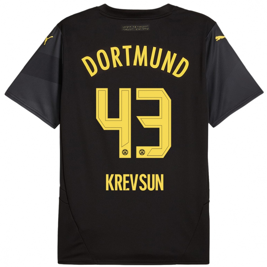 Enfant Football Maillot Danylo Krevsun #43 Noir Jaune Tenues Extérieur 2024/25