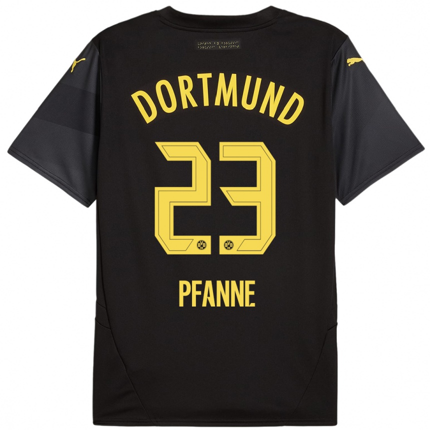 Enfant Football Maillot Franz Pfanne #23 Noir Jaune Tenues Extérieur 2024/25