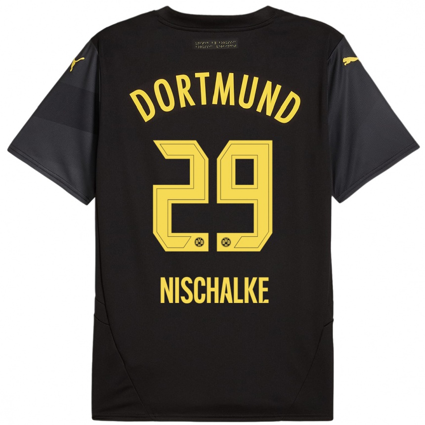 Enfant Football Maillot Jermain Nischalke #29 Noir Jaune Tenues Extérieur 2024/25