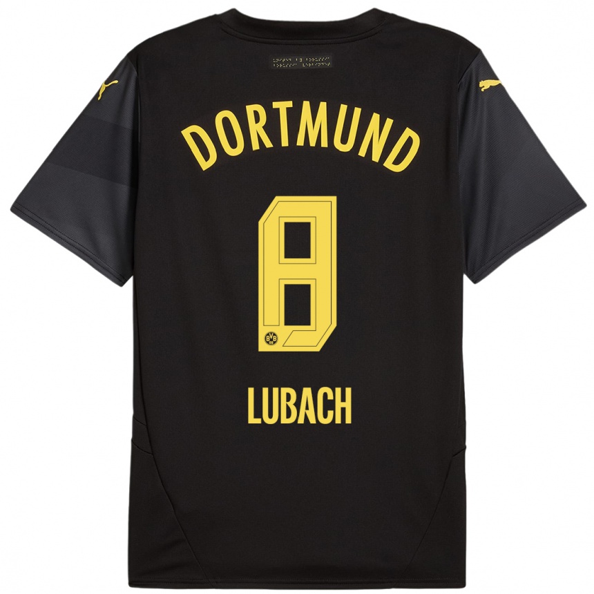 Enfant Football Maillot Rafael Lubach #8 Noir Jaune Tenues Extérieur 2024/25