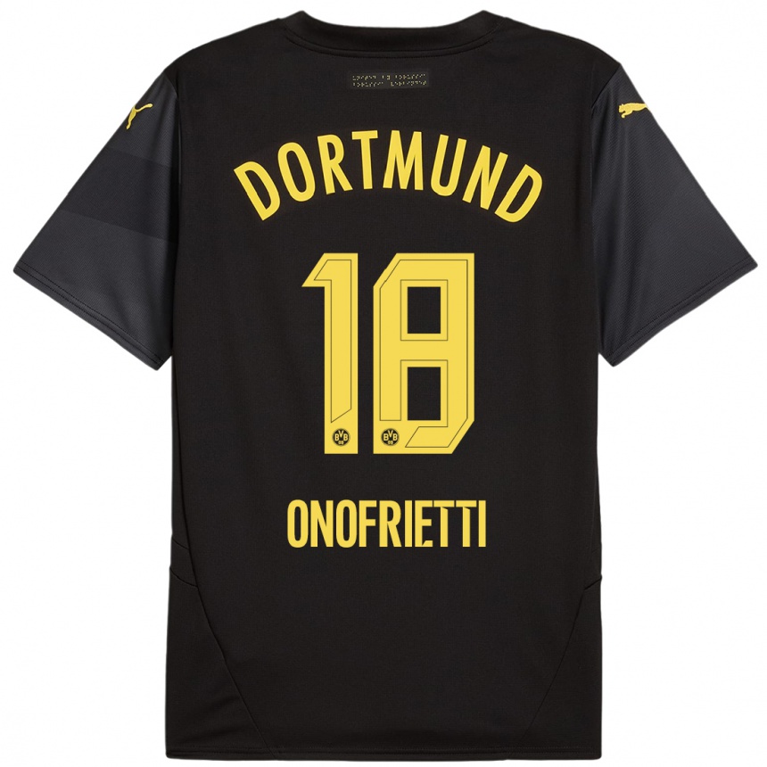 Enfant Football Maillot Vincenzo Onofrietti #18 Noir Jaune Tenues Extérieur 2024/25