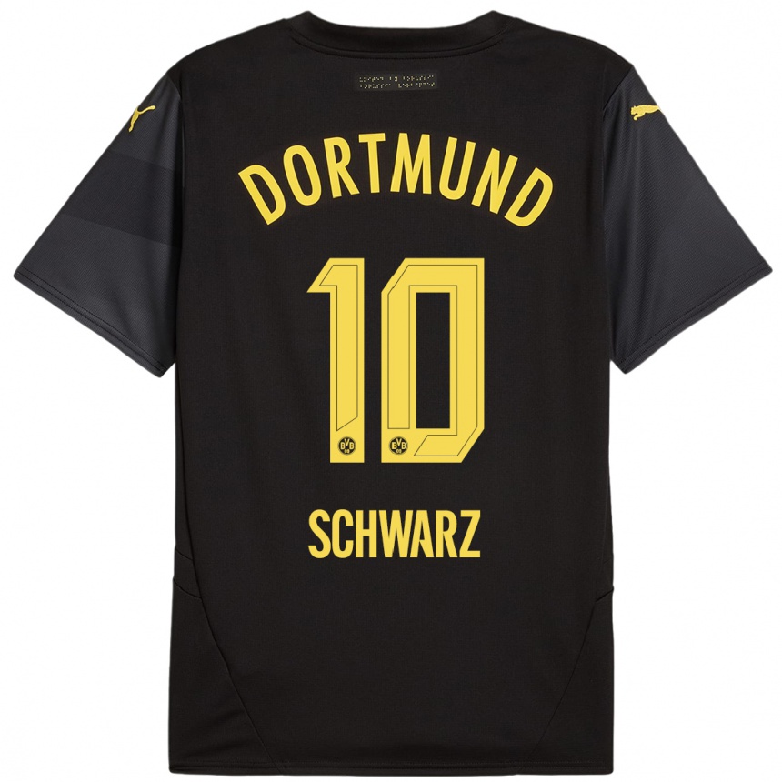 Enfant Football Maillot Oskar Schwarz #10 Noir Jaune Tenues Extérieur 2024/25