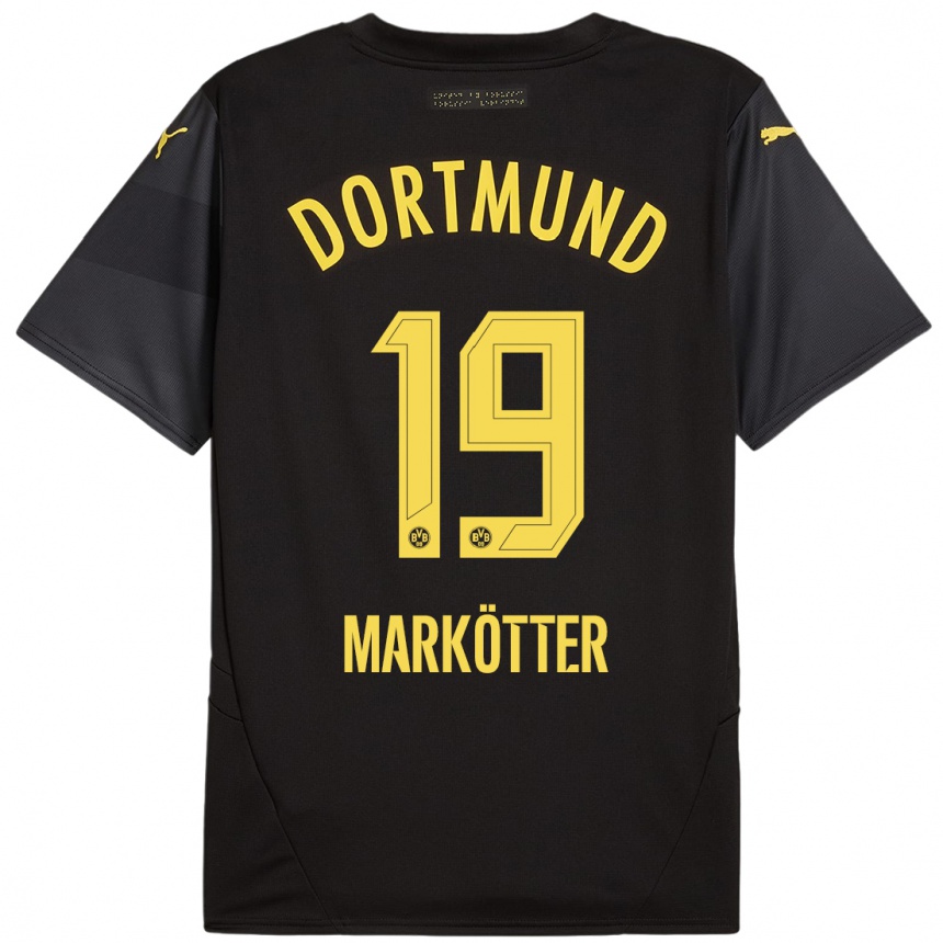 Enfant Football Maillot Jonah Markötter #19 Noir Jaune Tenues Extérieur 2024/25