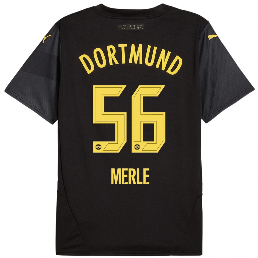 Enfant Football Maillot Albers Merle #56 Noir Jaune Tenues Extérieur 2024/25