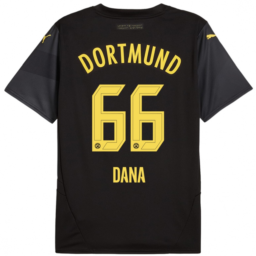 Enfant Football Maillot Bleckmann Dana #66 Noir Jaune Tenues Extérieur 2024/25