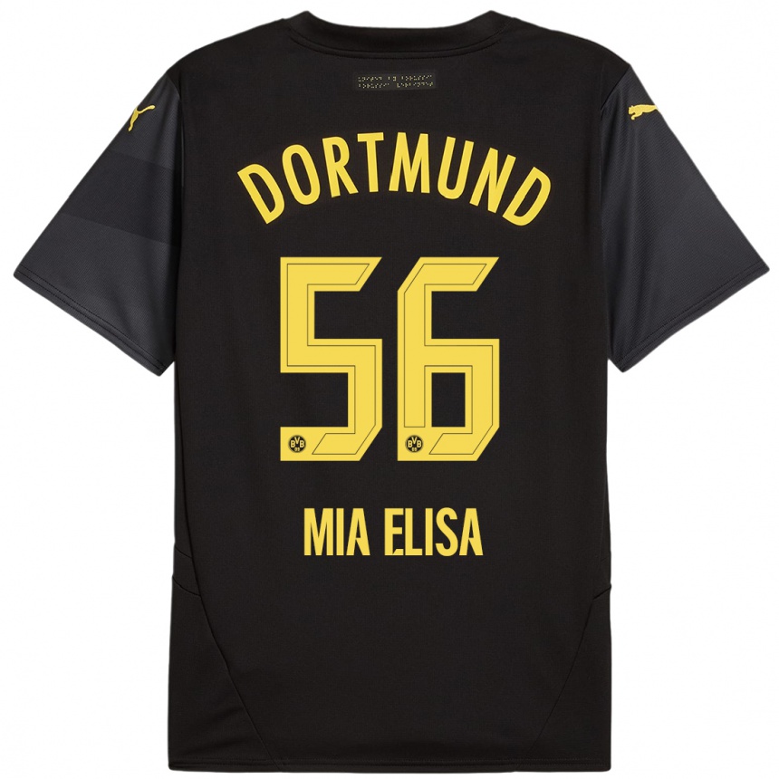 Enfant Football Maillot Bomnuter Mia Elisa #56 Noir Jaune Tenues Extérieur 2024/25