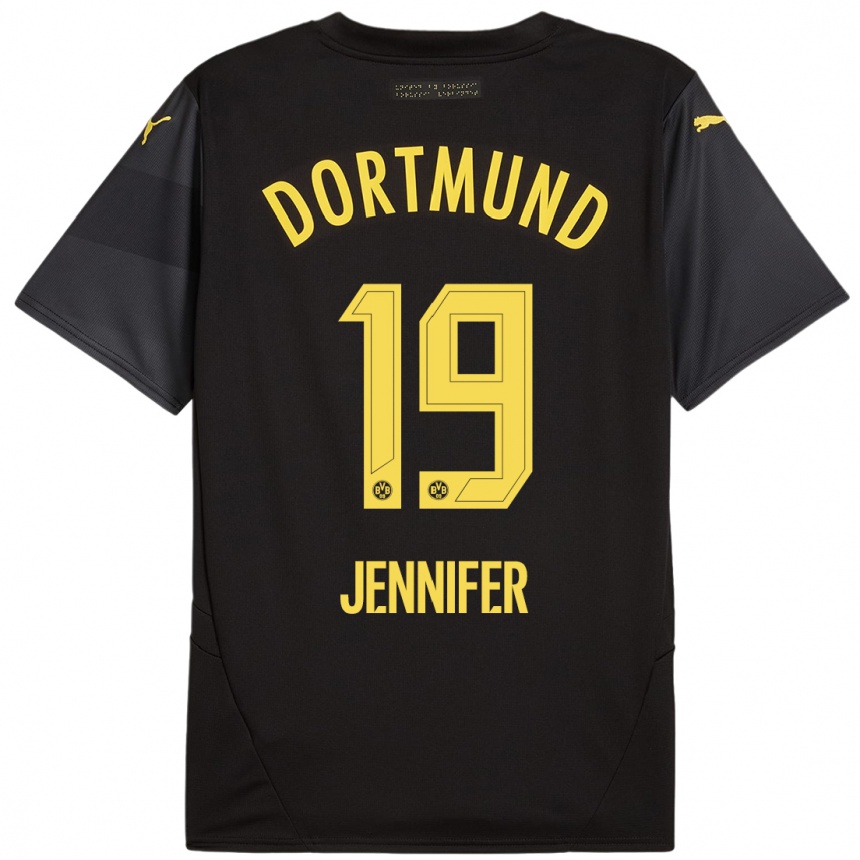 Enfant Football Maillot Gutierrez Bermejo Jennifer #19 Noir Jaune Tenues Extérieur 2024/25