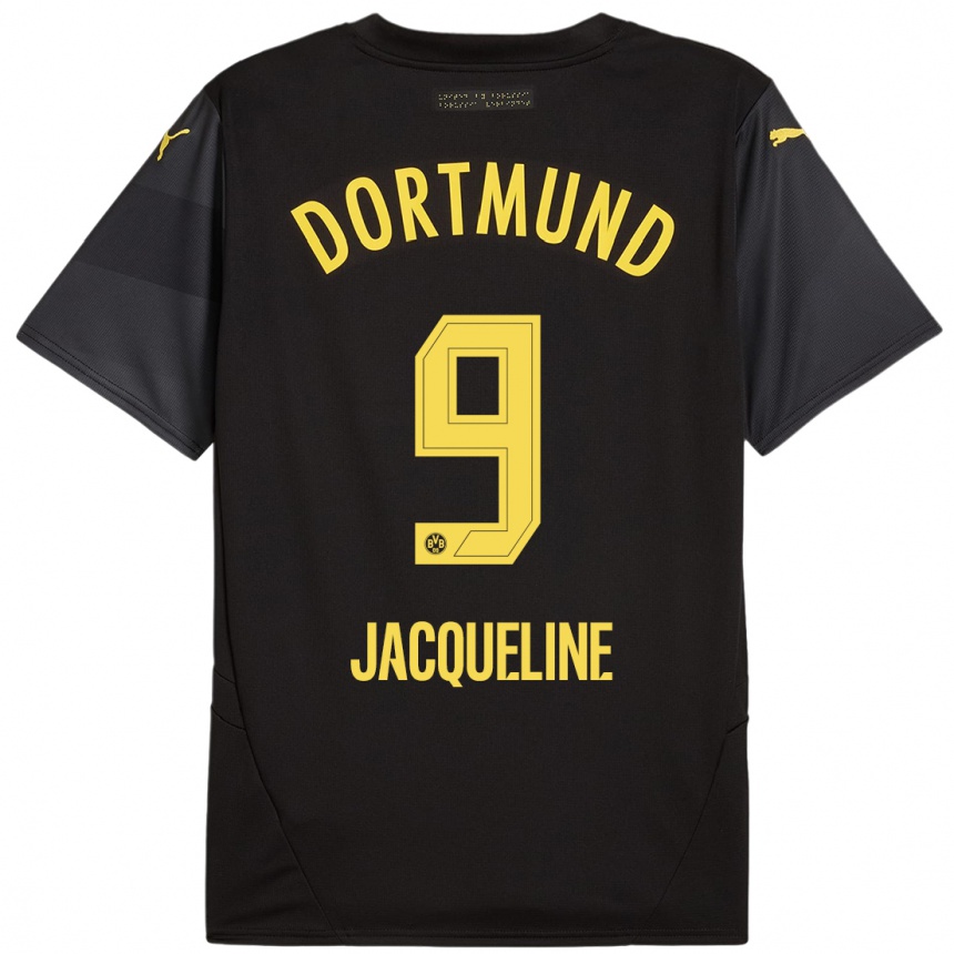 Enfant Football Maillot Moreno Jacqueline #9 Noir Jaune Tenues Extérieur 2024/25