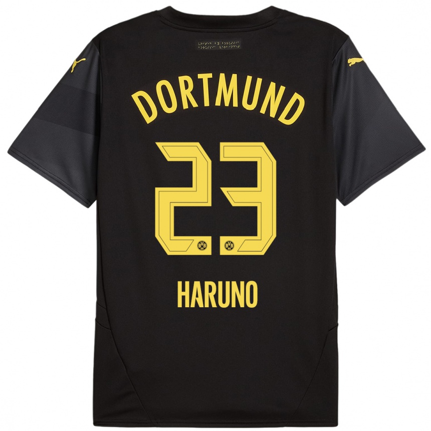 Enfant Football Maillot Sasaki Haruno #23 Noir Jaune Tenues Extérieur 2024/25