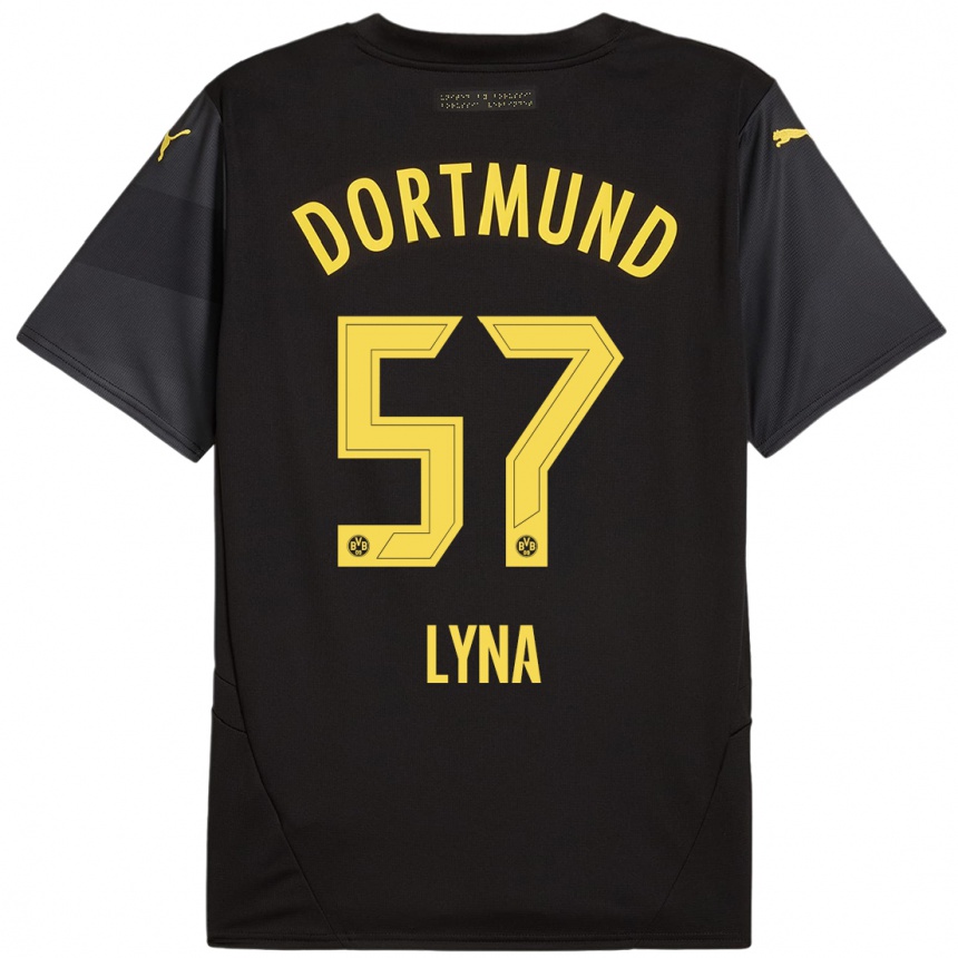 Enfant Football Maillot Schwarz Lyna #57 Noir Jaune Tenues Extérieur 2024/25