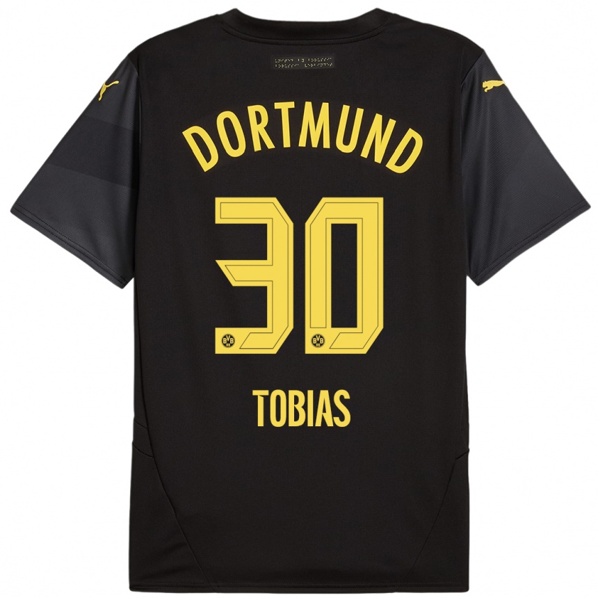 Enfant Football Maillot Vogt Tobias #30 Noir Jaune Tenues Extérieur 2024/25