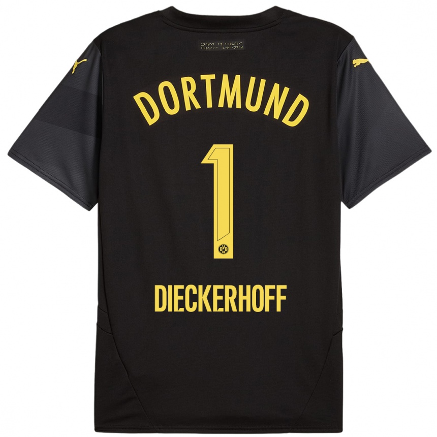 Enfant Football Maillot Max Dieckerhoff #1 Noir Jaune Tenues Extérieur 2024/25