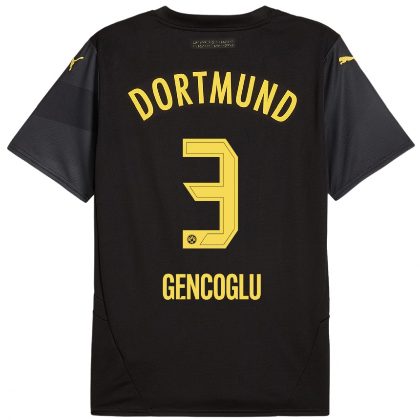 Enfant Football Maillot Tekin Gencoglu #3 Noir Jaune Tenues Extérieur 2024/25