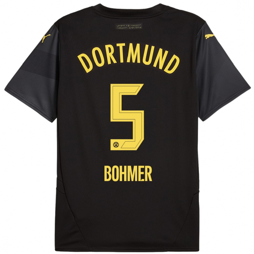 Enfant Football Maillot Tim Bohmer #5 Noir Jaune Tenues Extérieur 2024/25