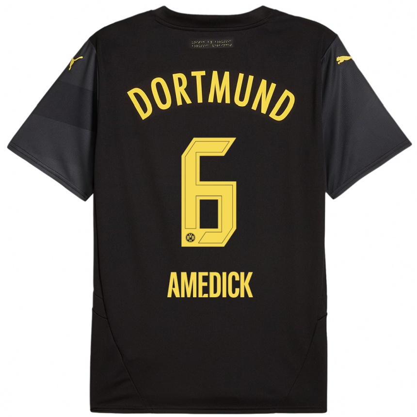 Enfant Football Maillot Maik Amedick #6 Noir Jaune Tenues Extérieur 2024/25