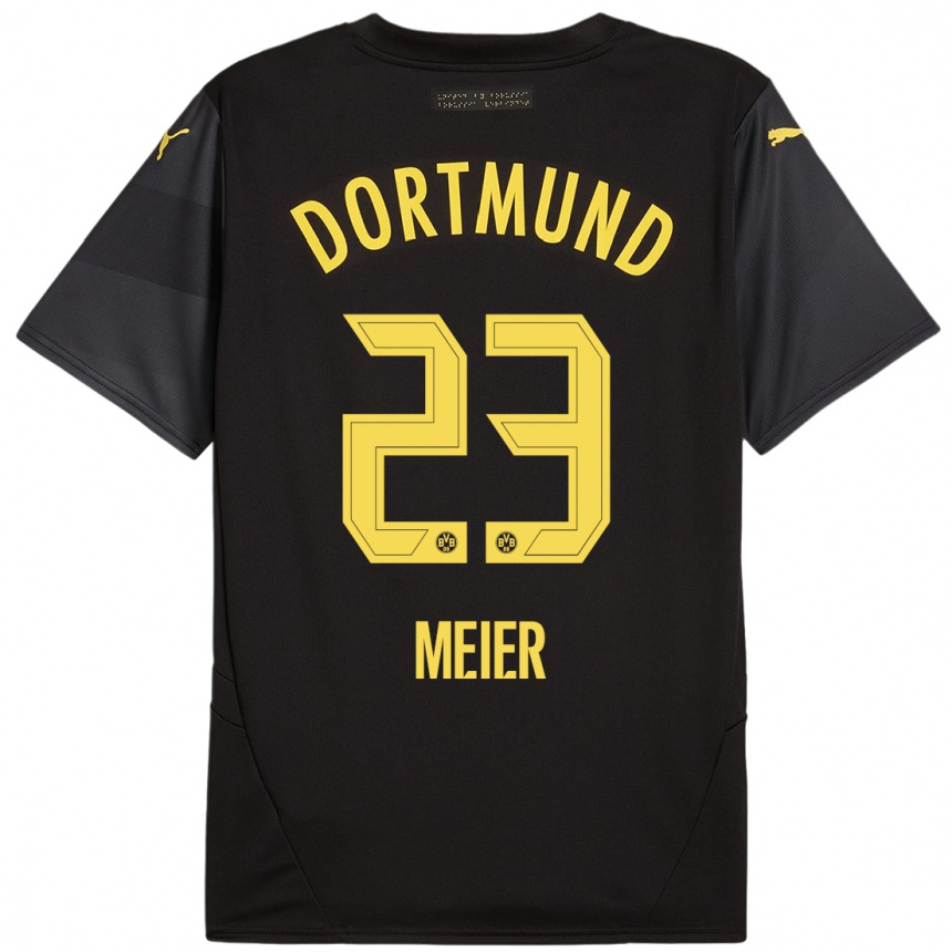 Enfant Football Maillot Maximilian Meier #23 Noir Jaune Tenues Extérieur 2024/25