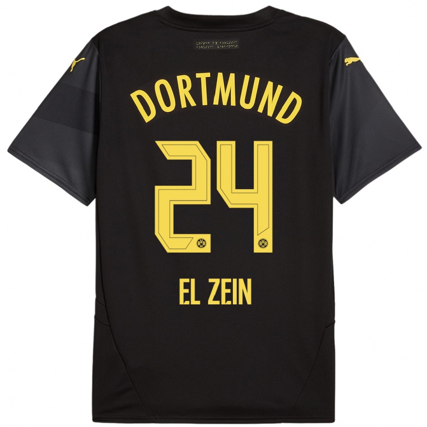 Enfant Football Maillot Abu-Bekir Omer El-Zein #24 Noir Jaune Tenues Extérieur 2024/25