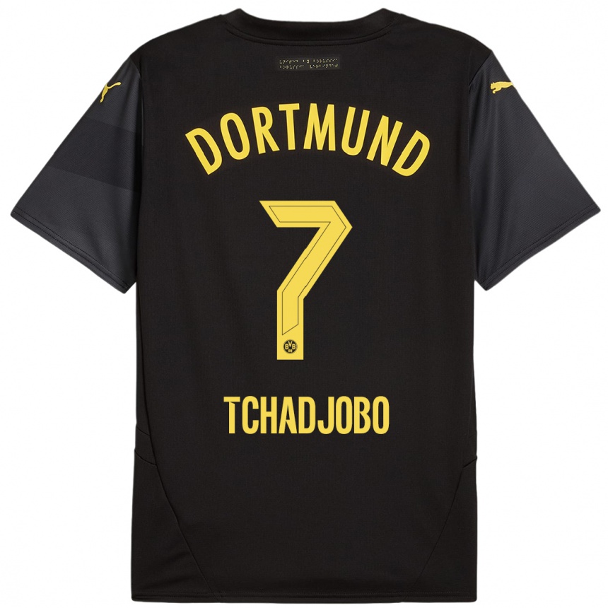 Enfant Football Maillot Dia Tchadjobo #7 Noir Jaune Tenues Extérieur 2024/25