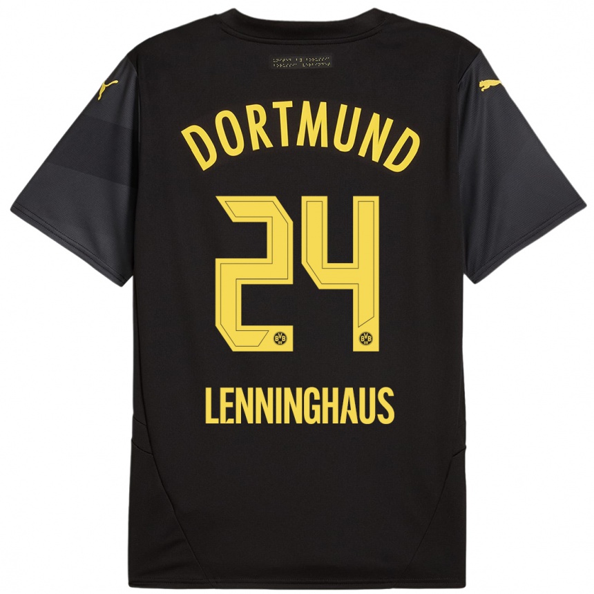 Enfant Football Maillot Mika Lenninghaus #24 Noir Jaune Tenues Extérieur 2024/25