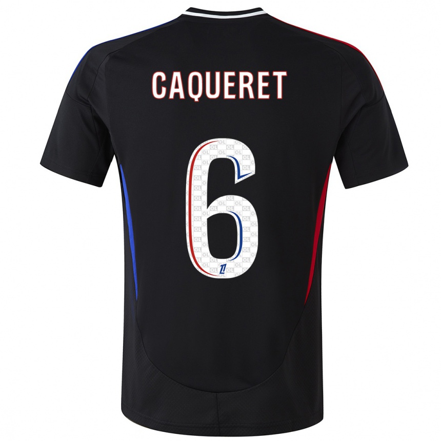 Enfant Football Maillot Maxence Caqueret #6 Noir Tenues Extérieur 2024/25