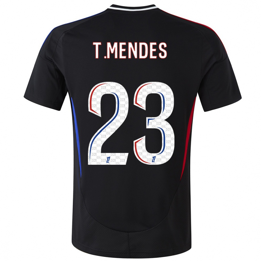 Enfant Football Maillot Thiago Mendes #23 Noir Tenues Extérieur 2024/25