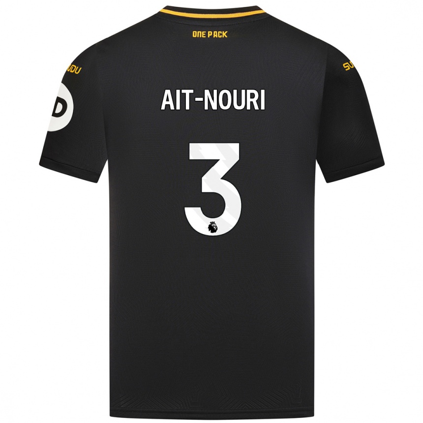 Enfant Football Maillot Rayan Aït-Nouri #3 Noir Tenues Extérieur 2024/25