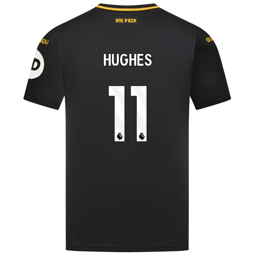 Enfant Football Maillot Amber Hughes #11 Noir Tenues Extérieur 2024/25