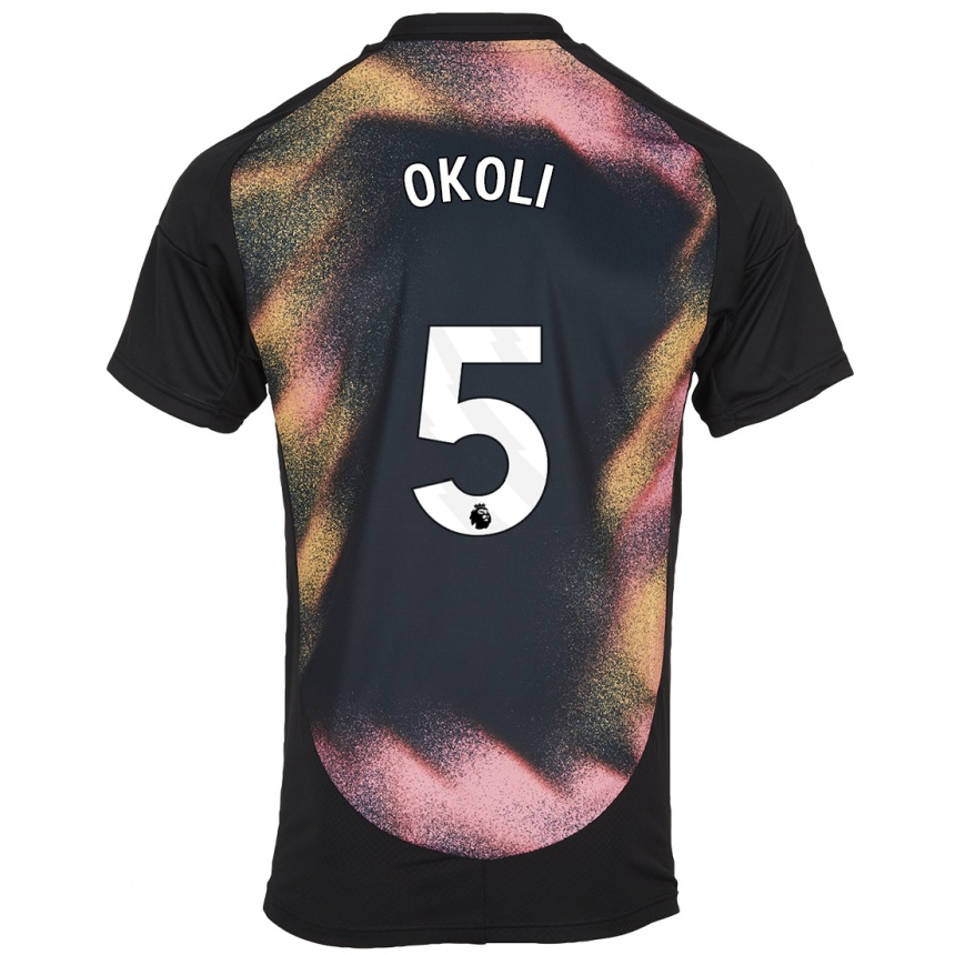 Enfant Football Maillot Caleb Okoli #5 Noir Blanc Tenues Extérieur 2024/25