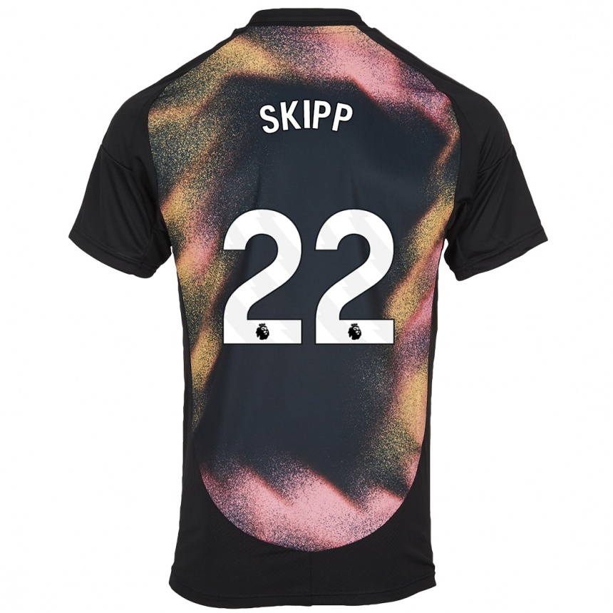 Enfant Football Maillot Oliver Skipp #22 Noir Blanc Tenues Extérieur 2024/25