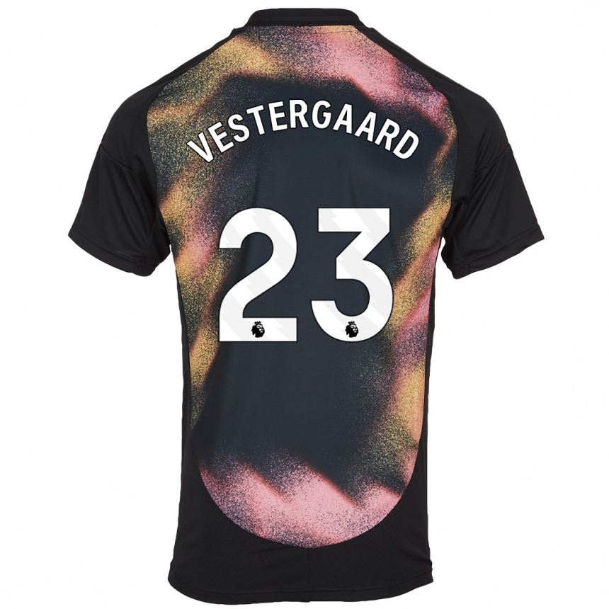 Enfant Football Maillot Jannik Vestergaard #23 Noir Blanc Tenues Extérieur 2024/25